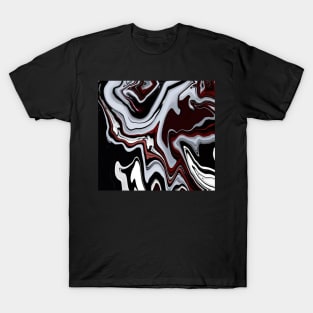 Marble black and dark Red T-Shirt